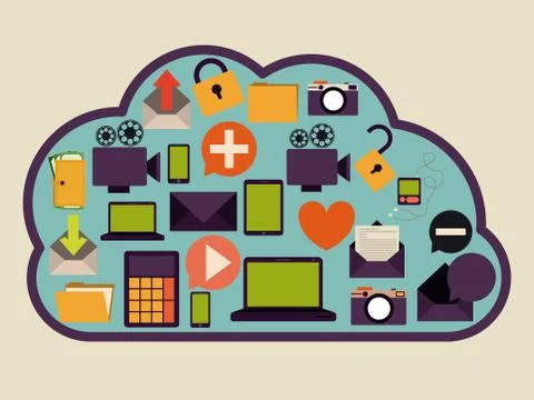 Cloud computing design over beige background, vector illustration Stock Illustration