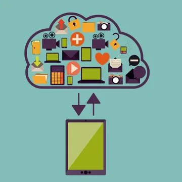 Cloud computing design over blue background, vector illustration Illustrazione stock