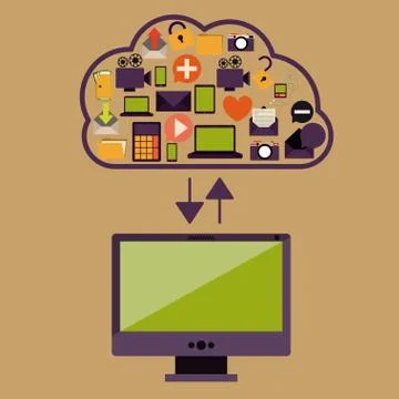 Cloud computing design over brown background, vector illustration Illustrazione stock
