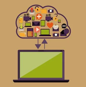 Cloud computing design over brown background, vector illustration Stock Illustration