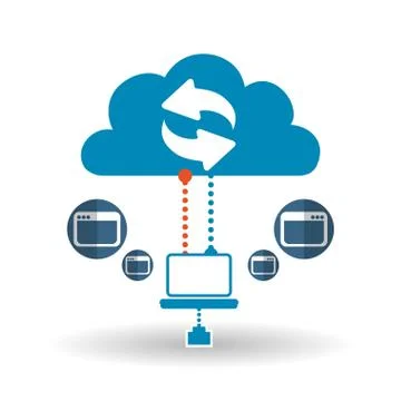 Cloud computing design. Trip icon. Flat illustration, technology vector Illustrazione stock