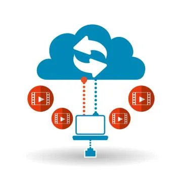 Cloud computing design. Trip icon. Flat illustration, technology vector Stock Illustration
