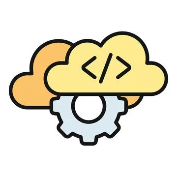 Cloud computing development process with coding gears イラスト素材
