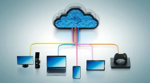 Cloud computing devices. 3D illustration Cloud computing devices. 3D illus... Stock Photos