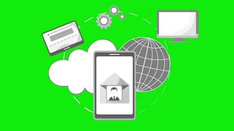 Cloud computing devices and global network animation, Flat-style animated o.. Stock Footage 334762609