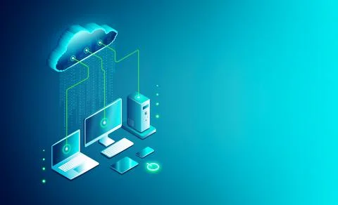 Cloud Computing - Devices Connected to the Digital Cloud Stockillustratie