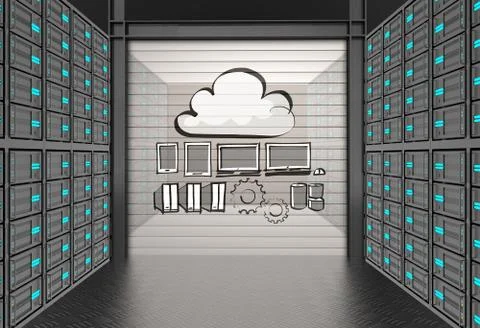 A cloud computing diagram as concept 스톡 일러스트