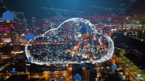 Cloud Computing diagram Network Data Storage Technology Service Video stock 263538748