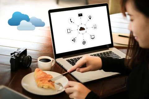 Cloud Computing diagram Network Data Storage Technology Service Foto stock