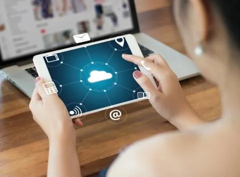 Cloud Computing diagram Network Data Storage Technology Service Fotos de archivo