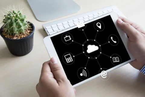 Cloud Computing diagram Network Data Storage Technology Service Foto stock