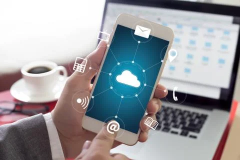 Cloud Computing diagram Network Data Storage Technology Service Foto stock