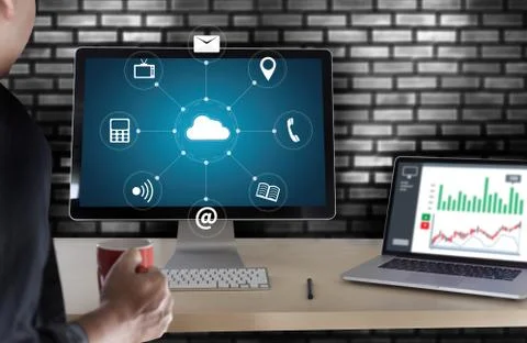 Cloud Computing diagram Network Data Storage Technology Service 스톡 사진