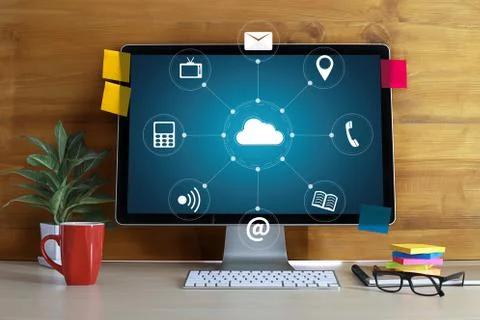 Cloud Computing diagram Network Data Storage Technology Service Stock Photos