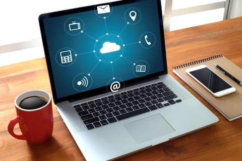 Cloud Computing diagram Network Data Storage Technology Service Stock Photos