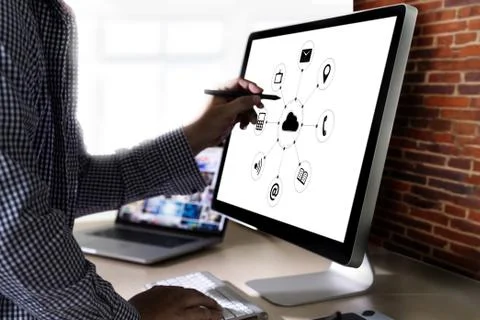 Cloud Computing diagram Network Data Storage Technology Service Stock Photos