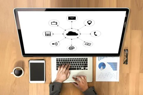 Cloud Computing diagram Network Data Storage Technology Service Foto stock