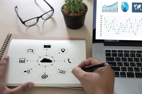 Cloud Computing diagram Network Data Storage Technology Service Foto stock
