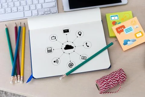 Cloud Computing diagram Network Data Storage Technology Service Stock Photos