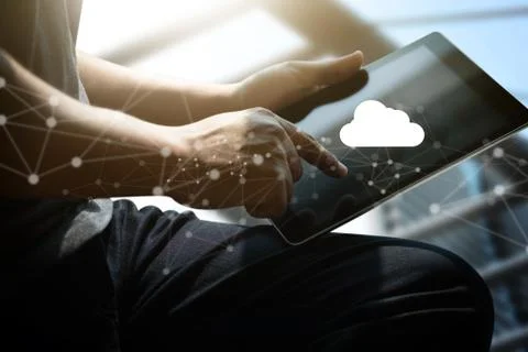 Cloud Computing diagram Network Data Storage Technology Service Stockfoto's