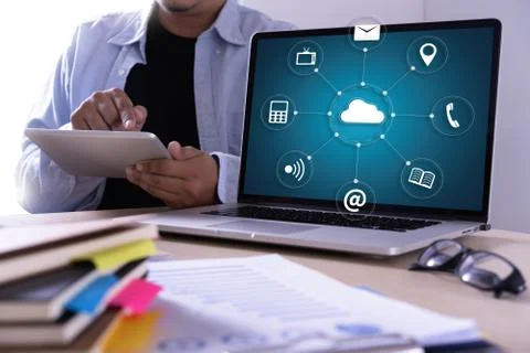 Cloud Computing diagram Network Data Storage Technology Service Foto stock
