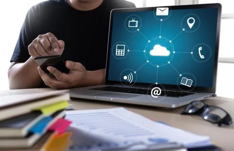 Cloud Computing diagram Network Data Storage Technology Service Stock Photos