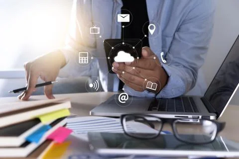 Cloud Computing diagram Network Data Storage Technology Service Stock Photos