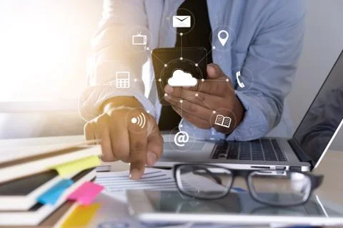 Cloud Computing diagram Network Data Storage Technology Service Foto stock