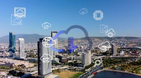 Cloud Computing diagram Network Data Storage Technology Service Stock Photos