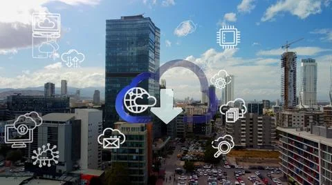 Cloud Computing diagram Network Data Storage Technology Service Foto stock