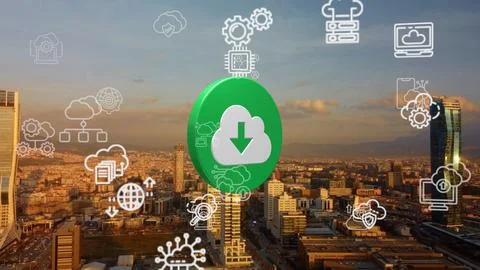 Cloud Computing diagram Network Data Storage Technology Service Foto stock