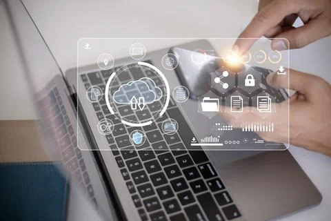 Cloud Computing diagram Network Data Storage Technology Service Fotos Stock