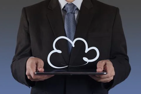 A cloud computing diagram on the new computer interface Stock Illustration