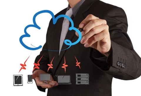 A cloud computing diagram on the new computer interface Stock Illustration