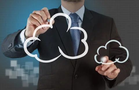 A cloud computing diagram on the new computer interface 스톡 일러스트