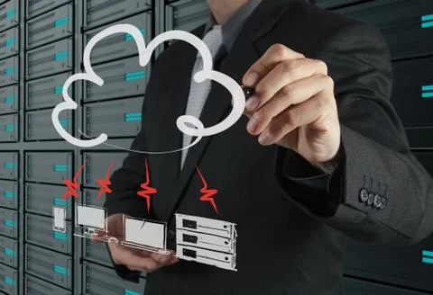 A cloud computing diagram on the new computer interface Stock Illustration
