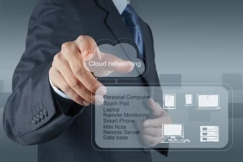 A cloud computing diagram on the new computer interface 스톡 일러스트