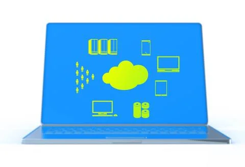 A cloud computing diagram on the new computer interface Stock Illustration