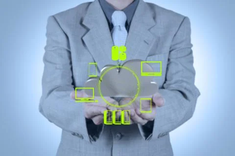 A cloud computing diagram on the new computer interface Stock Illustration