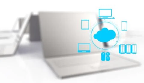 A cloud computing diagram on the new computer interface Illustrazione stock