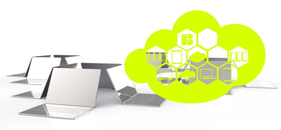 A cloud computing diagram on the new computer interface Stock Illustration