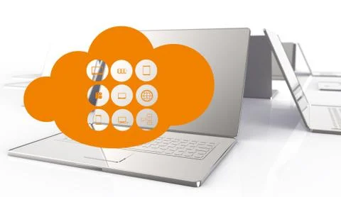 A cloud computing diagram on the new computer interface Stock Illustration