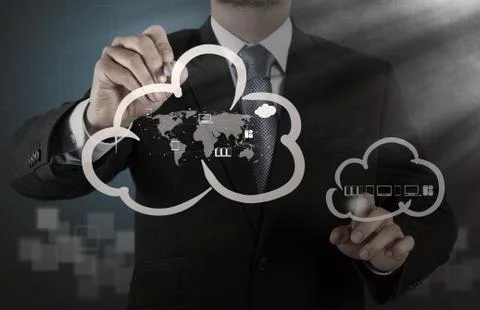 A cloud computing diagram on the new computer interface Stock Illustration