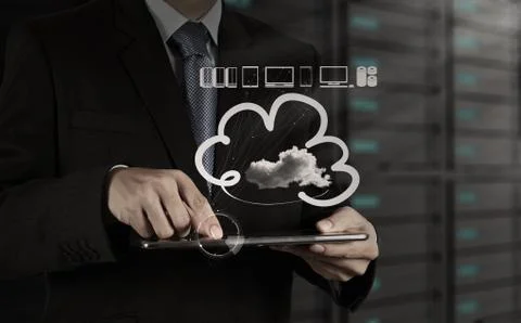 A cloud computing diagram on the new computer interface Stock Illustration