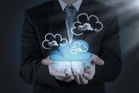 A cloud computing diagram on the new computer interface Stock Illustration