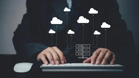 Cloud computing diagram technology. Data storage network computer.online info Stock Photos