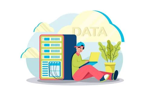 Cloud-Computing-Dienst Illustration Konzept auf weißem Hintergrund Cloud c.. Stock-Fotos