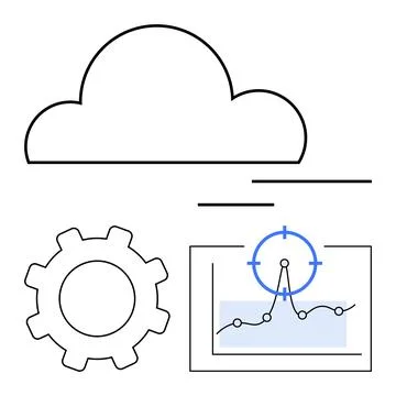 Cloud computing, digital analytics, technology infrastructure, data managemen Illustrazione stock