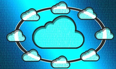 Cloud computing with digital background Stock Illustration