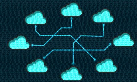 Cloud computing with digital background Stock Illustration